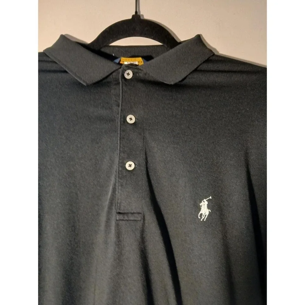 Ralph Lauren Polo Golf Mens Black Short Sleeve Polo‎ Shirt Embroidered Pony